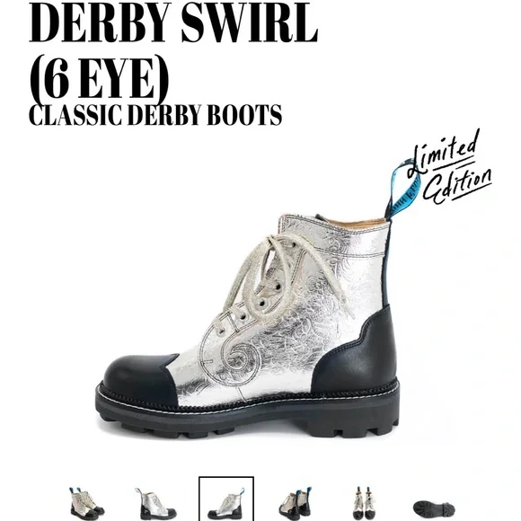 John Fluevog Limited Edition Platinum Derby Boots - Picture 3 of 16